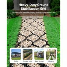 KFFKFF Gravel Grid, 4 Inch Depth, 17.06 X 8.86 FT / 5200 X 2700 Mm, 1880 LBS Per Sq Ft Grass Ground Retainer, Permeable Geo Grids Driveway Stabilization, For Garden, Patio, Walkway, RV Parking Slopes