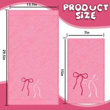 Juego de 3 toallas de mano rosas con lazos, toallas decorativas de algodón bordadas Coquette, suaves y absorbentes para decoración de baño y cocina, secado de manos, limpieza y cocina de 29.5 X 13.7 pulgadas - Tema de lazo rosa - Ver 3