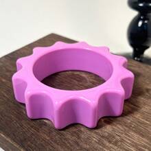 1pc Purple Pearlescent Asymmetrical Resin Bracelet, Lightweight & Durable Design Suitable For Daily Wear And Beach Parties, Versatile Accessory For All Seasons