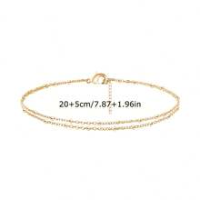 1 件夏季海滩简约双层脚链，适合海滩、度假、日常穿着、时尚女性节日礼物、情人节、母亲节礼物 - 彩色 - 查看 7