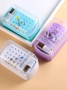 2 In 1 Nail Drill Bit Holder And Nail Drill Bits Cleaner Brush Case, 30 Holes Nail Drill Bits Organizer Display Stand Container Box, Manicure Drill Cleaning Brush, Professional Nail Tools