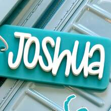 Personalized Retro Name Acrylic Keychain, Acrylic Name Tag, Backpack Name Tag, Diaper Bag, Custom, Lunchbox Name Tag, Luggage Tag
