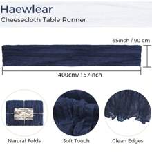 1pc Navy Blue Macrame Balinese Gauze Table Banner, Bohemian Style Table Cloth, Cheese Cloth Table Cloth, Table Cloth, Wedding Table Cloth, Party Table Cloth, Plain Weave Soft Fabric Table Cloth, Suitable For Multiple Occasions