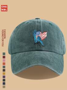 1 pieza Gorra de béisbol con estampado de moda, con diseño gráfico de la Estatua de la Libertad y la bandera de EE. UU., gorra de camionero negra transpirable y cómoda, sencilla corona suave de unicolor y visera curva, talla ajustable unisex para jóvenes y parejas, accesorio patriótico, estilo versátil para deportes al aire libre, escalada, pesca, cumpleaños, familia, Día de la Independencia, padres, artículo de estilo ideal