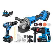 Rotomartillo Taladro, Esmeril Angular Y Destornillador 3pzs - Azul - Ver 1