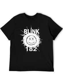 Women's Blink 182 Rock T-Shirt Short Sleeve V-Neck Cotton Summer Top 3D Printed Cool Tee - 黑色 - 查看 4