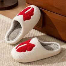 Fashion Women Home Slippers Red Bow  Anti-Slip Soft Sole Winter Shoes - 紅色 - 查看 4