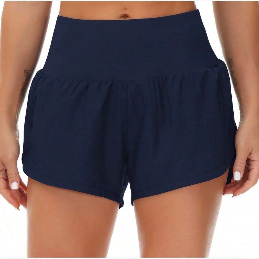Women's High Waisted Running Shorts With Liner Quick Dry Athletic Workout Shorts With Zipper Pockets Yoga Lounge Active Workout Running Shorts Comfy Casual, Birthday/Holiday Gifts - Màu xanh hải quân - Xem 1