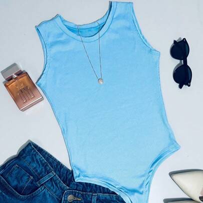 Body Regata Feminino Verão Primavera Canelado Premium