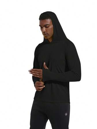 男士 UPF 50+ 防晒连帽衫，长袖 SPF 户外钓鱼徒步健身跑步轻便衬衫