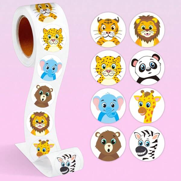 1roll Cartoon Animal Pattern Sticker Back To School
