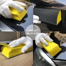 Rectangle Hand Sanding Block Set With 7 Pieces Hook And Loop Attachment Various Shapes For Auto Body And Paint Shop Sanding Or Polishing Yellow - Yellow7pcsSet-LongHook - View 6