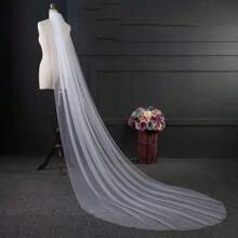 1pc Beige Double-Layer Short Bridal Veil With Comb