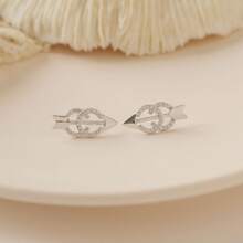 1pc Mini C&Heart Design Earrings, Minimalist Style Elegant Korean Ear Studs Earrings