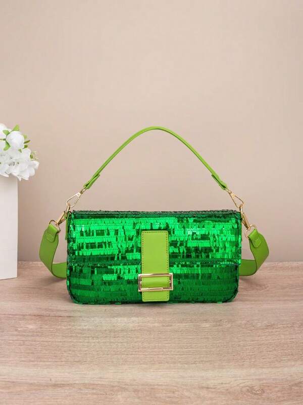 2025 New INS Style Glitter Handbag, Versatile Commute Niche Design Sparkling Tote Bag