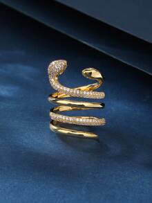 1pc Copper Material Fashionable Attractive Double Snake Design Unisex Ring, Suitable For Gift, Festival, Everyday Wear - 011145 - View 6
