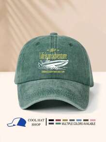 Vintage Washed "Ship Yellow Letter" Adjustable Baseball Cap - Lightweight Polyester, Ideal For Outdoor Activities & Gifts, Outdoor Sports Cap | Vintage Style Cap | Lightweight Headgear