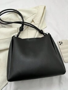 Fashionable Casual Women Tote Bag Foldable Convenient Large Capacity For Business Office For Festivals Holiday Gift Bag For College Students - Black - View 8