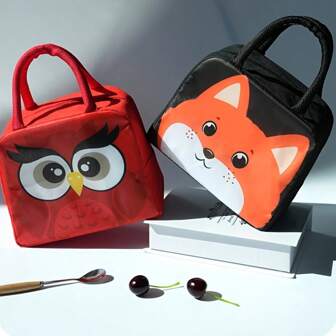 1 件动物图案隔热铝箔内衬拉链午餐袋，大容量防水，适用于工作、学校、野餐、露营食品储存、家居装饰、派对和圣诞节储存