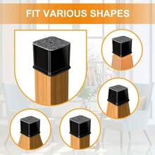28/20 Square Chair Leg Protection Covers, Black Silicone Felt Furniture Chair Leg Pads, Suitable For Wooden And Tile Floors, Anti-Slip Furniture Leg Caps, Noise-Reducing And Silent Furniture Foot Covers (Multiple Sizes, Suitable For Chair Legs Of 1.3-5.5cm)