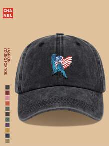 1 pieza Gorra de béisbol con estampado de moda, con diseño gráfico de la Estatua de la Libertad y la bandera de EE. UU., gorra de camionero negra transpirable y cómoda, sencilla corona suave de unicolor y visera curva, talla ajustable unisex para jóvenes y parejas, accesorio patriótico, estilo versátil para deportes al aire libre, escalada, pesca, cumpleaños, familia, Día de la Independencia, padres, artículo de estilo ideal