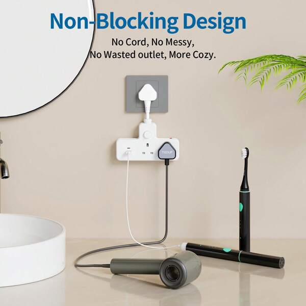 LIPWEL LIPWEL, A Wall Expansion Plug, Whitemodern Style, Two Sockets, With OneUSB-A Interface And One USB-Cinterface, One-Button Switch Controlwith A Power Indicator Light, Suitablefor Home, Office, Kitchen, Power Strip,Power Expansion Plug