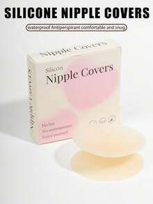 TSLBNRIO 2/4 件固体硅胶乳贴，无粘合剂，隐形，薄型胸罩，适用于连衣裙、泳衣、胸罩、露背、无肩带，可重复使用和清洗