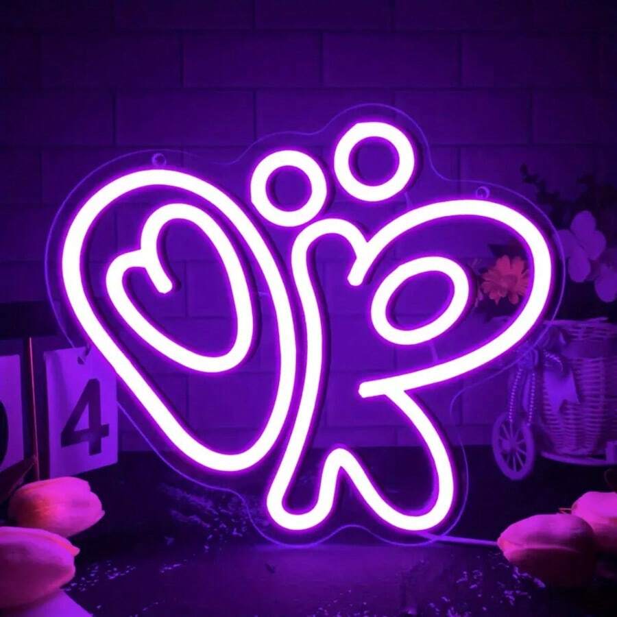 USB Powered Dimmable Olivia LED Neon Art Sign - High-Quality Metal Purple Wall-Mounted Decor With Switch Control, Multipurpose Room Accent, Noiseless Operation, Includes Mounting Kit