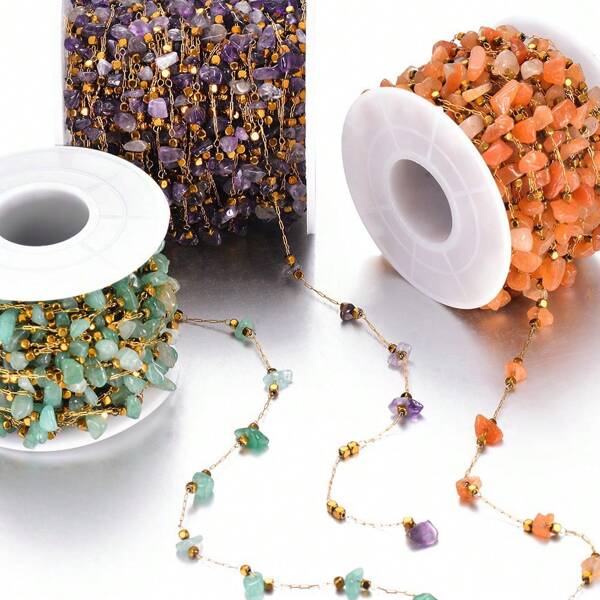 100cm losse ketting van natuursteen, retrokleurige ketting van gebroken steen, armband, DIY, handgemaakte sieradenaccessoires