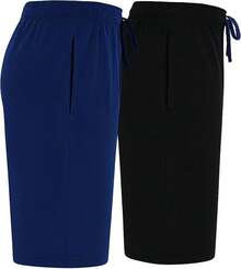 Mens 2 Pack Cotton Sleep Short,5 Inseam, Comfortable And Breathable, Assorted Colors - 黑色/藍色深度 - 查看 8