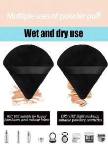 50pcs/30pcs/20pcs/10pcs/5pcs Triangle Flocked Makeup Sponges, Soft & Fluffy Texture, Suitable For Face & Body Powder Puff, Mixed Set Makeup Beauty Tools - Black - View 4