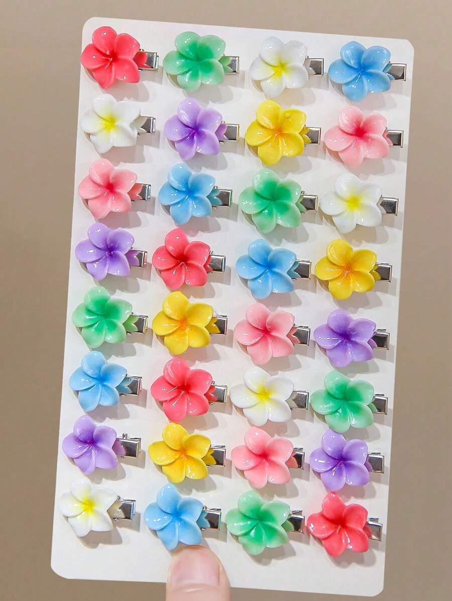 Set de 20 pinzas para el cabello de niña bebé/niños con flores de colores de caramelo aleatorios, diseño lindo de princesa con margaritas pequeñas, adecuadas para uso diario
