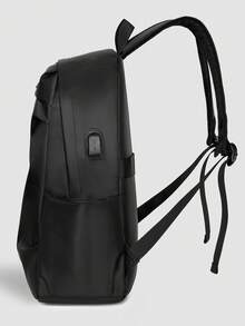 3pcs/Set Solid Color Casual Men Backpacks, Large Capacity Outdoor Laptop Backpack, Travel Rucksack For Students - Black - View 5