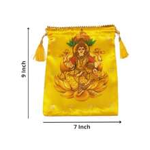 Pack Of 10 Varalaxmi Design Potli Bags Women's Silk Drawstring Closure Gift Pouches For Return Gifting Potli Bags For Thamboolam Fabric Potli Batwa Bag MultiColor-0029 - 如圖 - 查看 4