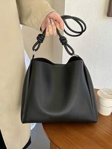 Fashionable Casual Women Tote Bag Foldable Convenient Large Capacity For Business Office For Festivals Holiday Gift Bag For College Students - Black - View 3