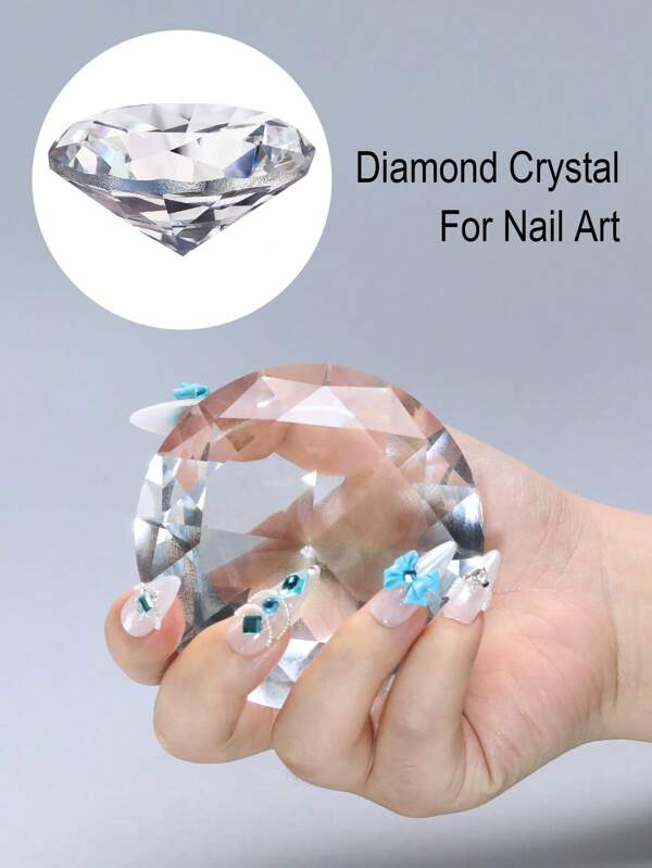 75mm Nail Crystal Display Transparent Glass Crystal Diamond Hand Model Photography Props Ornament Manicure Tool