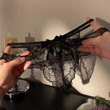 Pure Color Matching Women's Underwear Cross-Strap Lace Underwear Women's Low-Rise Women's Briefs 1 Pcs - 均碼 - 查看 2