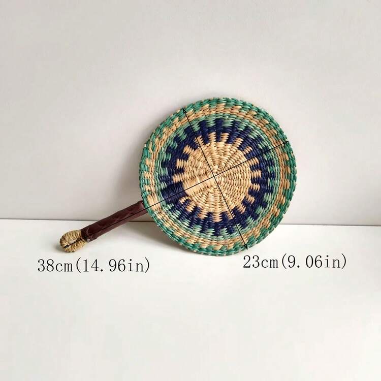 1 szt. 14,96 cala długości x 9,06 cala szerokości tkany wentylator słomkowy, kolorowy tkany wentylator ścienny do letniego chłodzenia - Wielokolorowe - Zobacz 15