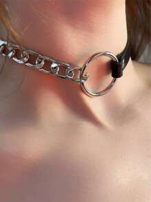 1 Stück Punk Goth Rock Stil PU Leder Choker Halskette, Gothic Kragen Halskette Accessoire
