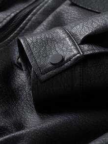 Men's Fashionable Casual Versatile Motorcycle Stylish Leather Jacket Bomber Jacket For Autumn/Winter, Grunge