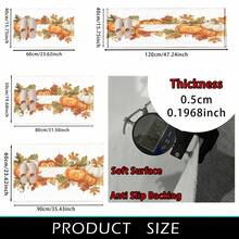 1pc Autumn Yellow Pumpkin & Maple Leaf Print Faux Wool TPR Base Entrance Mat, Bathroom Mat, Kitchen Mat, Laundry Room Mat, Holiday Atmosphere Decor, Home Decor, Party Decor, Wedding Decor, Dining Decor