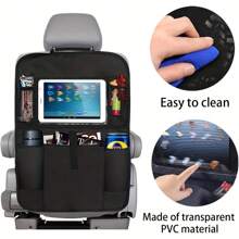 Car Backseat Organizer, Waterproof And Durable Car Seat Organizer Kick Mats Muti-Pocket Back Seat Storage Bag With Touch Screen Tablet Holder