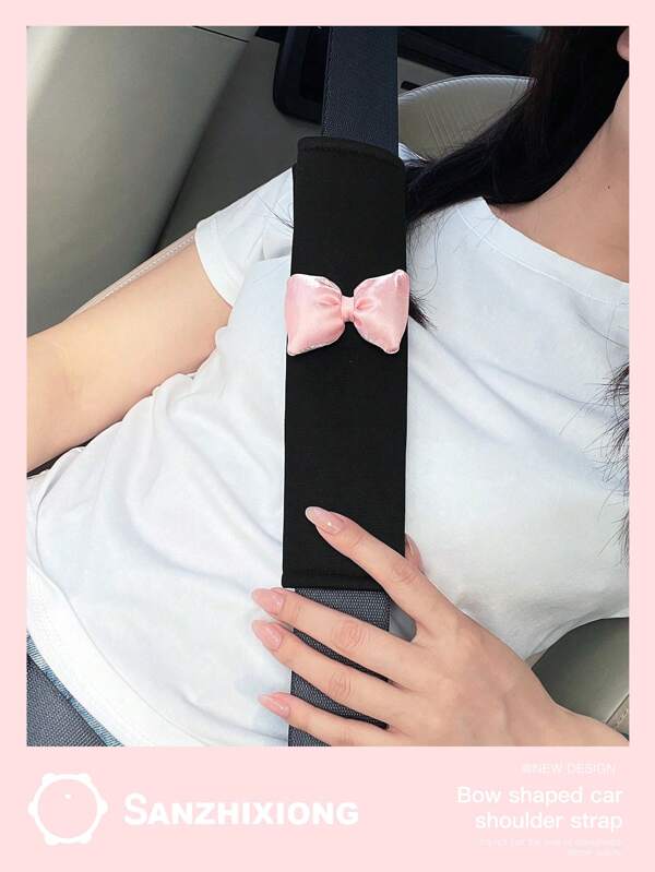 Almohadillas con lazo bonito para el cinturón de seguridad del automóvil, protector de cuello de cinturón de seguridad automotriz creativo, decoración del interior del vehículo