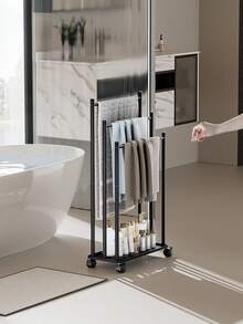 1 件三层落地毛巾架，带轮子和收纳架的毛巾架，浴室毛巾架，可移动毛巾架，容量大，易于安装，适用于在浴室、卫生间或户外存放毛巾、浴巾、毛毯、浴室配件 - 彩色 - 查看 8