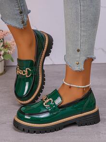 英伦风女式皮革一脚蹬乐福鞋，厚底，时尚百搭，2025年春秋季新品