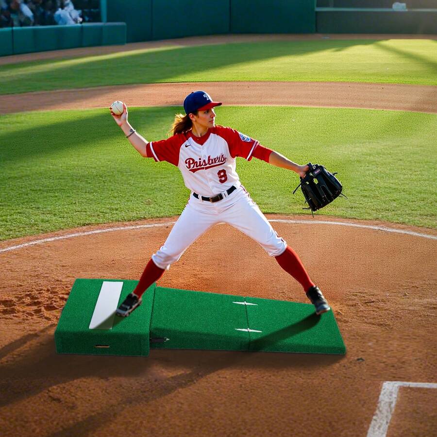Pitching Mound, Portable Baseball Pitcher's Mound, 77 In Indoor Outdoor Pitching Practice And Training Equipment, Softball Pitching Aids With Antifade Turf, Pitching Rubber, Carry Handles - 77 In - View 1