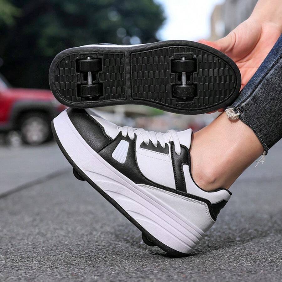 Unisex Teenage Students Adults Breathable High-Top Quad Roller Skates For Outdoor Sports, Roller Skating Shoes For Men & Women - White - View 1