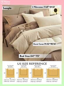 3pcs Milk White & Coffee Bedding Set For Boys & Girls, Dorm Room Includes 1 Duvet Cover & 2 Pillowcases, Super Soft, Machine Washable, Back To School