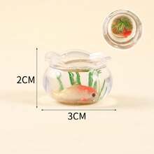 1个1:12比例树脂微型水族箱，内含金鱼，装饰性玻璃水族箱配件，适用于花园装饰、桌面摆设、微型马赛克场景，惊喜礼物 - 多色隨機 - 查看 10