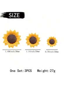 3pcs Cute Sunflower Size Set Car Air Outlet Incense Decoration Clip Flower Car Interior Car Air Conditioning Decoration Supplies - Yellow + Coffee Color - View 5